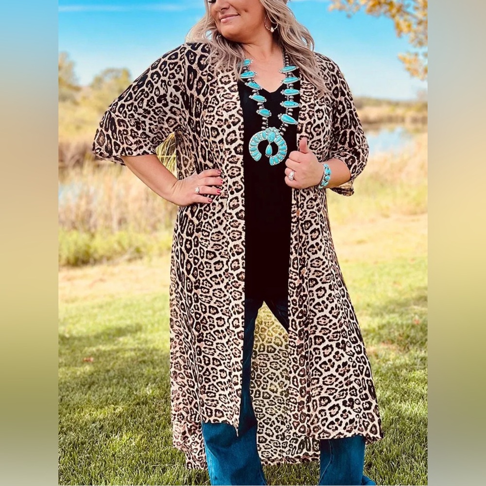 Crazy Train Leopard Print long Kimono